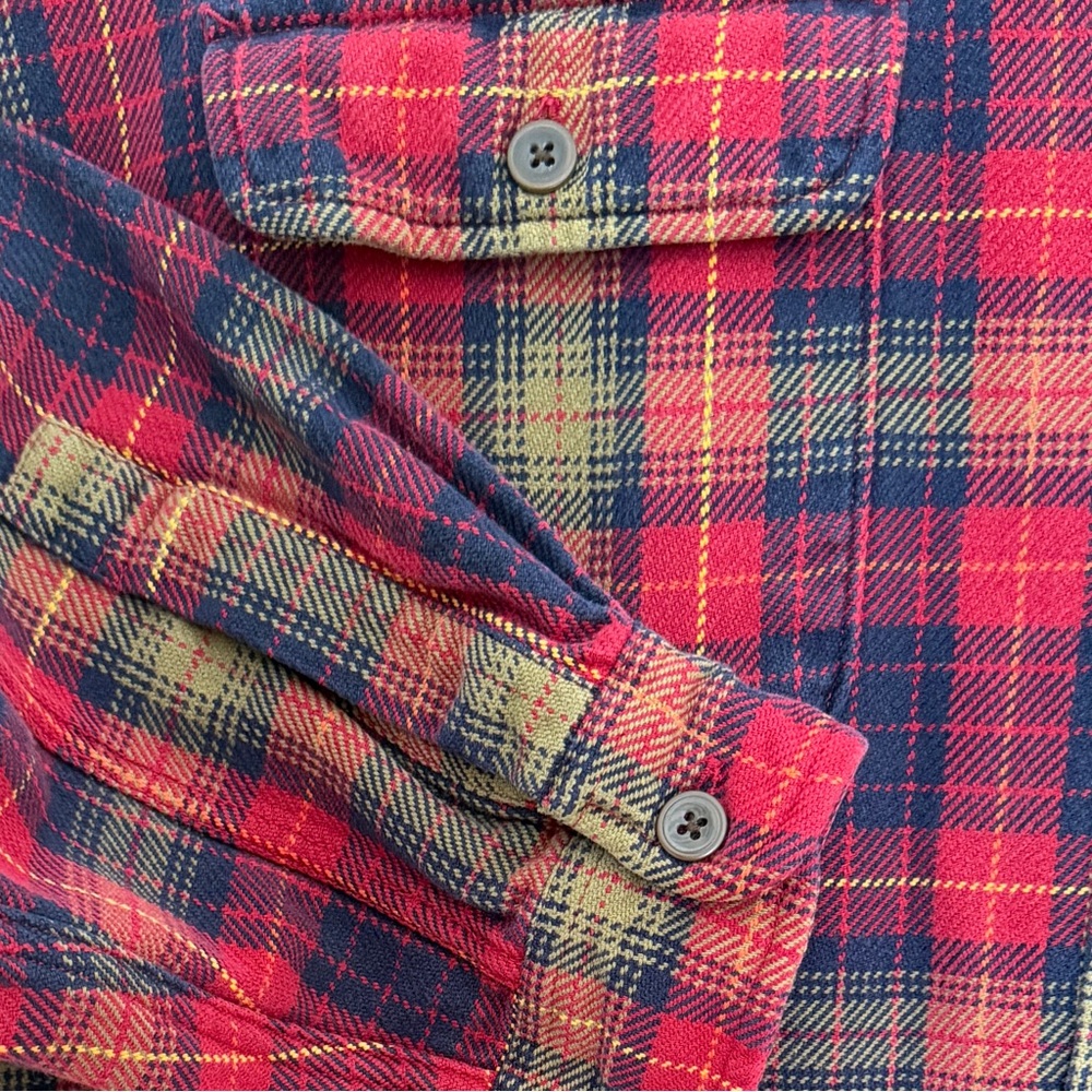 Abercrombie & Fitch Vintage Heavy Weight Red and Green Plaid Flannel Shirt - Picture 4 of 5